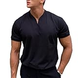 VIED Jogestblish Mens Shirts, Jogestblish Shirts, 2024 Men Gentleman's Business Short Sleeve Fitness T Shirt (Black,L)