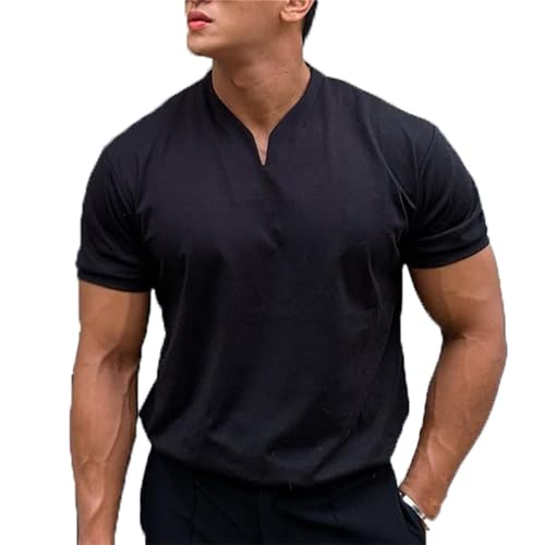 VIED Jogestblish Mens Shirts, Jogestblish Shirts, 2024 Men Gentleman's Business Short Sleeve Fitness T Shirt (Black,L)
