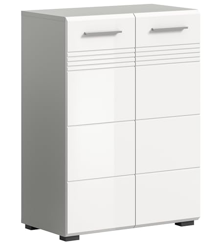 xonox.home - Midischrank Copa 60x80x30 cm in Front weiß Hochglanz Tiefzieh Korpus hellgrau Nb - Badezimmerschrank Badschrank Kommode - modern, geräumig und funktional xonox.home - Midischrank Copa 60x80x30 cm in Front weiß Hochglanz Tiefzieh Korpus hellgrau Nb - Badezimmerschrank Badschrank Kommode - modern, geräumig und funktional