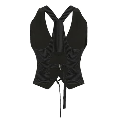 Hularka Womens Sexy Y2k Dressy Vest Slim Fit Sleeveless Halter Vneck Casual Vintage Tuxedo Suit Waistcoat Top2