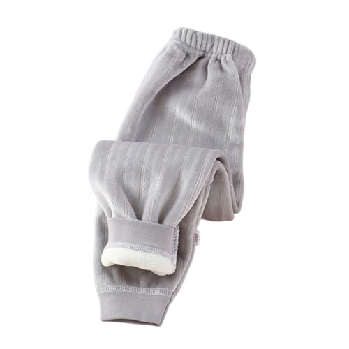 IEPOFG Boy Pants Kids Cotton Fleece Lined Leggings Girls Soft Ribbed Winter Thermal Pants Boys Full Length Pants Stretchy Cozy Tights Gray