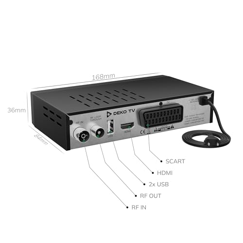 Deko TV PRO2 - Digitaler terrestrischer Decoder 2025 DVB-T2 PVR HEVC - Main 10 Bit - USB WiFi Multimedia PVR [2in1 Fernbedienung]