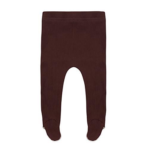 Mubineo Newborn Baby Girl Boy Footed Rib Knit High Wais Leggings Cotton Socks Tights Pantyhose (Brown , 9-12 Months )