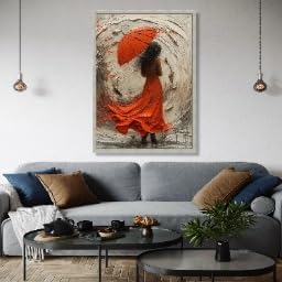 Tableau abstrait sur toile pour habiller un mur vide decoration femme rouge