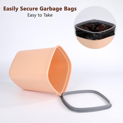 Image of 3Pcs Uncovered Trash Cans,10L,Pressure Ring Design Plastic Garbage Bin,Suitable for Offices,Homes,Dormitories(Square,Orange)
