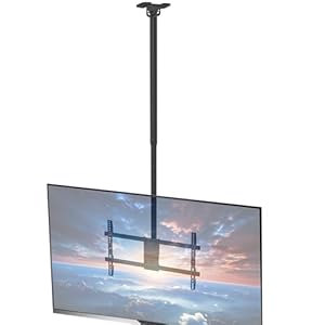 VIVO Ceiling TV Mount for 43 to 86 inch Screens, Telescoping Height Adjustment with 5.5ft Extension Pole, Fits Pitched/Vaulted Roof, Holds 132 lbs, Black, MOUNT-VC86-5