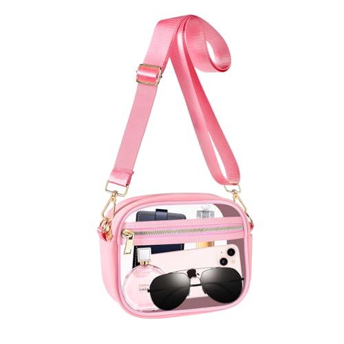 Image of Fibrdoo Clear Bag Stadium Approved, Leather Clear Crossbody Purse Bag for Concerts Sports Events Festivals