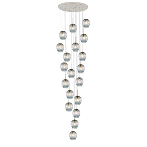 Genérico Lámpara Colgante Larga con Forma de Escalera de 18 Bolas de Cristal, lámpara Colgante de Gran tamaño para Sala de Estar, Villa, lámpara de Escalera Minimalista Moderna Hueca