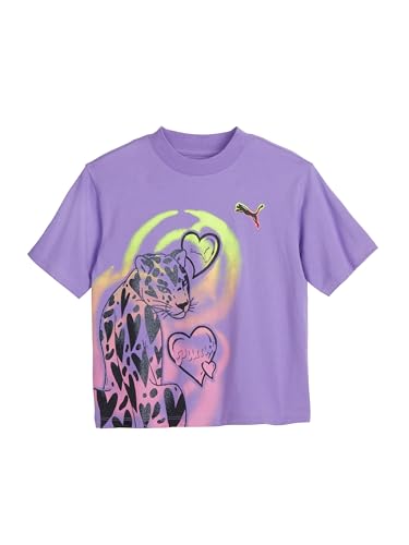 Image of PUMA girls Short Sleeve T-shirt, Fashion Prints & Colors, Soft and Comfortable