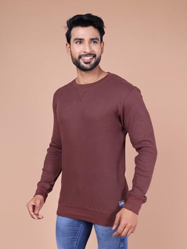 Image of Rupa Colors Waffle Texture Full Sleeves T-Shirt for Men, 100% Cotton with Breathable Fabric, Ribbed Crew Neck, Super Stretchable, Anti-Fungal Dye, Pack of 1
