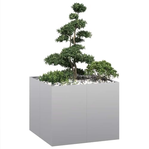 Gecheer Jardinera 100x100x80 cm de Acero galvanizado,Jardinera Exterior para Jardín Balcón o Patio