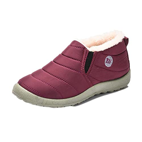 Damen Stiefeletten Verdicken Rutschfeste Einfarbig Low Top Flache Plüsch Warme Schuhe Im Freien Wasserdicht Lässige Winter Schneestiefel Cover