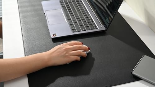 Image of AROPANA Anti-Slip Extended Mouse Pad, PU Vegan Leather Desk Mat, Computer Desk Table Protector Pad with Non-Slip Suede Base for Keyboard, Desktop, Laptop, Office (120x60CM, Black)