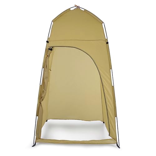 Domary Ducha Portátil Al Aire Baño Vestuario Tienda de Campaña Refugio Camping Playa Privacidad Inodoro Hecho de Poliéster con Bolsillos Almacenamiento para Acampar Playa Senderismo (Caqui)