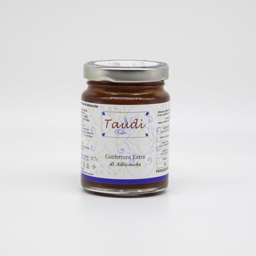 Mermelada Extra de Albaricoque Siciliano - 100% Natural, Artesanal, Sin Conservantes - 180% Fruta - Conserva Taudì 95 g