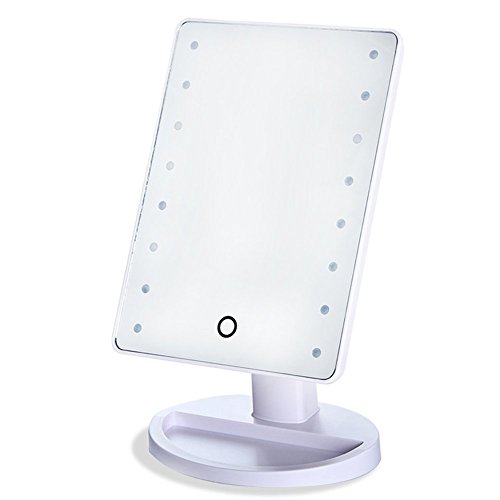 RightOn Lighted Makeup Mirror with LED Lights Touchscreen Sensor With DIMMABLE Lights Table Cosmetic Mirror For Bathroom Vanity (White-Touch Screen)