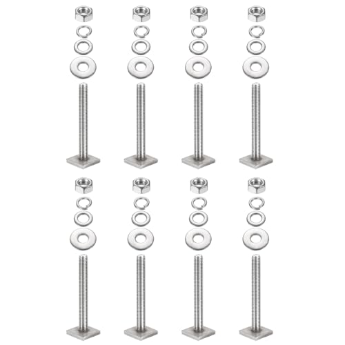 PATIKIL T Slot Bolts M8 x 65mm, 8 Set Square Head T Bolts Roof Rack Stainless Steel T Track Bolts with Nut Washers for Bike Ski Kayak Rack