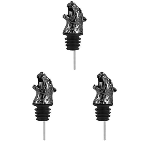 3pcs Pour Spout Wine Cork Pourer Wine Accessories Vacuum Sealed Wine Saver Cork Decorative Wine Stoppers Animal Wine Aerator Animal Wine Pourer Drink Bottle Leopard Head