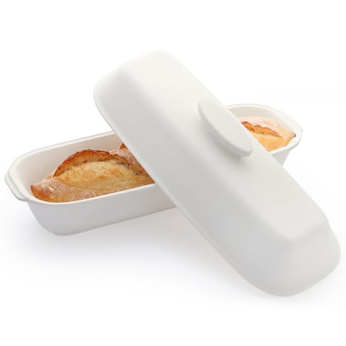 EZFXHD WTER Ceramic Loaf Pans for Baking Bread,Unglazed Stoneware Bakeware for Baking Homemade Loaves, Square Bread Baker with Lid for Oven,Easy to Clean