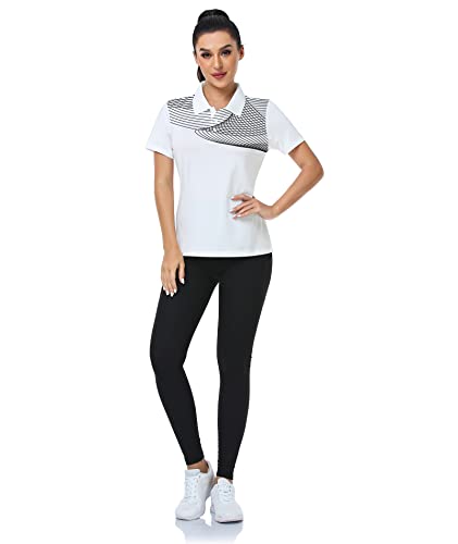 Igeekwell Women's Golf Shirt Short Sleeve Floral Print Moisture Wicking Athletic Collared Polo Shirts Tennis Workout #TOP3
