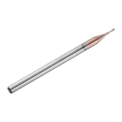 Image of HARFINGTON Ball Nose End Mill 2 Flute 0.036 inch Diameter 1 /8 inch Shank Tungsten Carbide Uncoated Spiral CNC Router Bits 0.108 inch Cutting Length Single End Ball for Carving Engraving Grinding