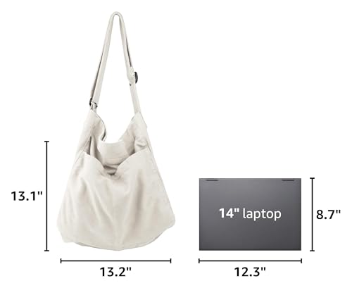 Image of Canvas Hobo Crossbody Shoulder Tote Bag for Women and Men W /Multi-pocket Casual Purse Messenger Bags Travel Work