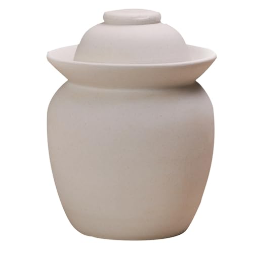 BDMRY Tarro de Fermentación de Olla de gres, Tarro para Pepinillos, Tarros con Tapa para Aceitunas, Tarro de Fermentación o Decapado,Jarrón de Barro,Tarro para fermentar c White-4kg
