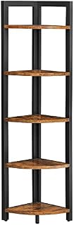 VASAGLE 5-Tier Corner Shelf, Multipurpose Storage Shelf, Plant Stand, 30 x 30 x 150 cm, Industrial, for Living Room, Bedroom, Home Office, Rustic Brown and Black LLS803B01