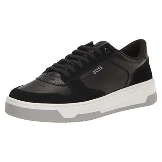 BOSS Men's Low Top Sneakers with Soft Leather and Suede Trim, Galaxy Black, 13