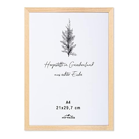 MYTIKAS® Bilderrahmen DIN A4 21 x 30 cm Natur Holz Hell Dünner Rahmen Posterrahmen Vintage Collage Picture Frame Holzrahmen Holz-Bilderrahmen Holzbilderrahmen Poster Echtholz Cover