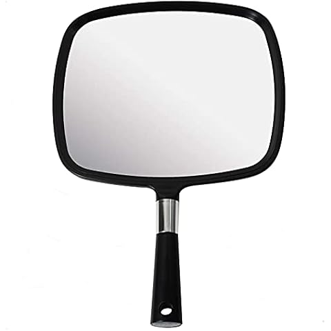 Mirrorvana Großer Handspiegel - Friseur-Handspiegel mit Griff, Friseurspiegel Rechteckig, Spiegel mit Griff, Hand Held Mirror with Handle (Schwarz) Cover