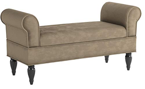 image for Linon Lillian Bench, Coffee, Beige/Dark Mahogany, 23.23