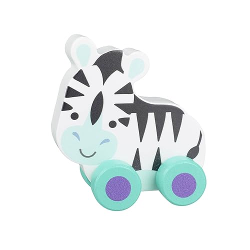 My First Wooden Toy Cars, Zebra Push Toy Animal Vehicles - Wooden Toys 1 Year Old, Baby and Toddler Toys - Fun Educational Small World Toys, Early Development & Activity Toys by Orange Tree Toys