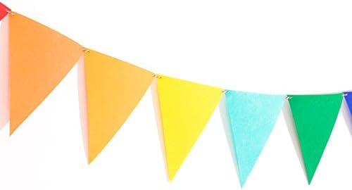 LOVENJOY 2 Rainbow Bunting Fabric Felt Happy Birthday Banner Colorful Birthday Party Decorations, Assembled