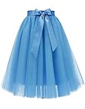 Tulle Tutu Skirt Fluffy Princess 6 Layers A line Knee Length Homecoming Prom Party Dress Blue M
