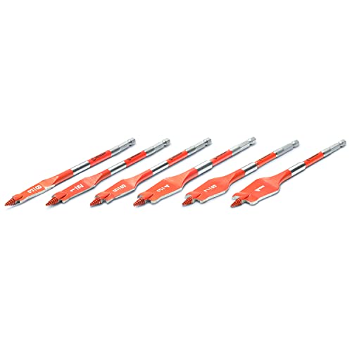 Crescent 6 Piece Screw Point Paddle Drill Bit Set,6