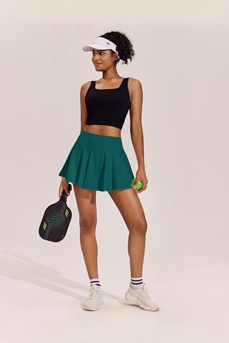 Image of PINSPARK Womens Tennis Skirt Pleated Athletic Skirts with Pockets Shorts High Waisted Golf Skort for Workout Pickleball