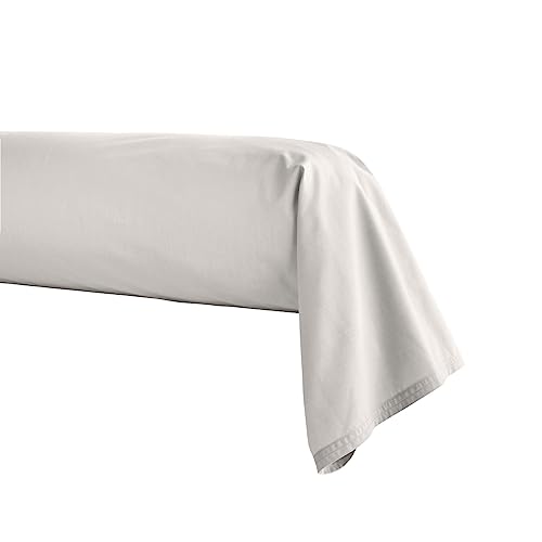 Taie de traversin en Percale de Coton, Première, Gris Perle, 43x230 cm, Essix