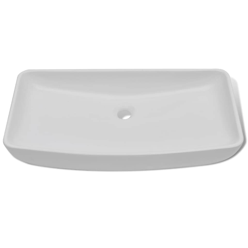 vidaXL Lavabo de Baño Rectangular con Grifo Mezclador de Cerámica Blanco Hogar