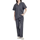 MISEMIYA - Unisex-Schrubb-Set - Medizinische Uniform mit Oberteil und Hose ref.6801-6802 - Large, Grau 68
