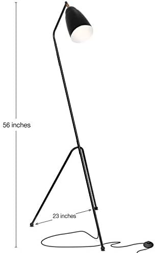 Brightech Nora LED Tripod Floor Lamp- Mid Century Modern Standing Reading Light for Living Rooms and Bedrooms- Industrial/Modern Urban Renewal Style Task Lamp- Black