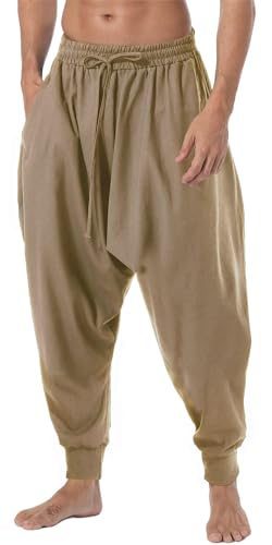Mens Casual Harem Pants Baggy Elastic Drawstring Waist Aladdin Hippie Pant2