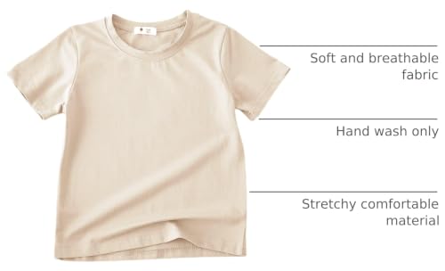Image of KISBINI Little Girls Boys Short Sleeve T-Shirt Cotton Solid Tees for Toddlers