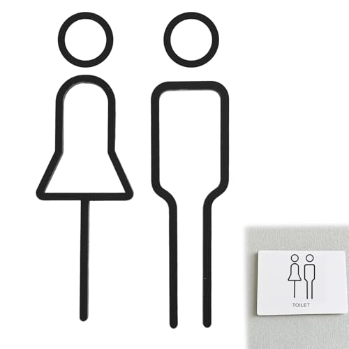 Panneau de Toilettes Autocollant WC Hommes Femmes, Stickers Signalisation WC en Acrylique Noir, Plaque de Porte pour Salle de Bain, Hôtel, Restaurant,...