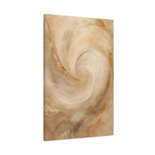 Toile abstraite beige et marron 60x90 cm pour décoration de salon verticale