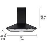 Elica 60 cm 880 m3/hr Chimney (Strip CF 60 NERO, 2 Cassette Filters, Black)