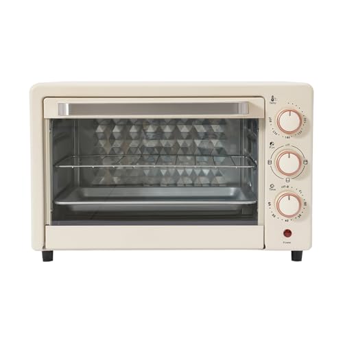 Lilyeriy Mini horno de 22 litros, compacto, con función de pizza y ventana de visualización de 120 °C a 250 °C, temporizador de 60 minutos, 1000 W, blanco
