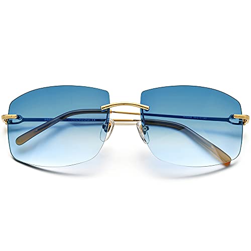 Image of HEPIDEM Rimless Rectangle UV400 Oversize Square Sunglasses for Men with Nylon Lens