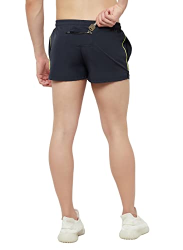 Image of TRUEREVO Men's 2 inch Dry Fit Sports Running Reflective Shorts with 2 Side Pockets and Zipper Back Pocket | Marathon Shorts for Men | Activewear for Running, Sports, Training & Fitness