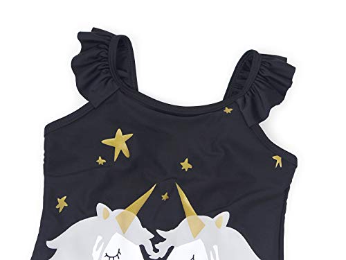 Jurebecia Garota de maiô de uma peça adorável vigor juvenil moda unicórnio preto e rosa,M